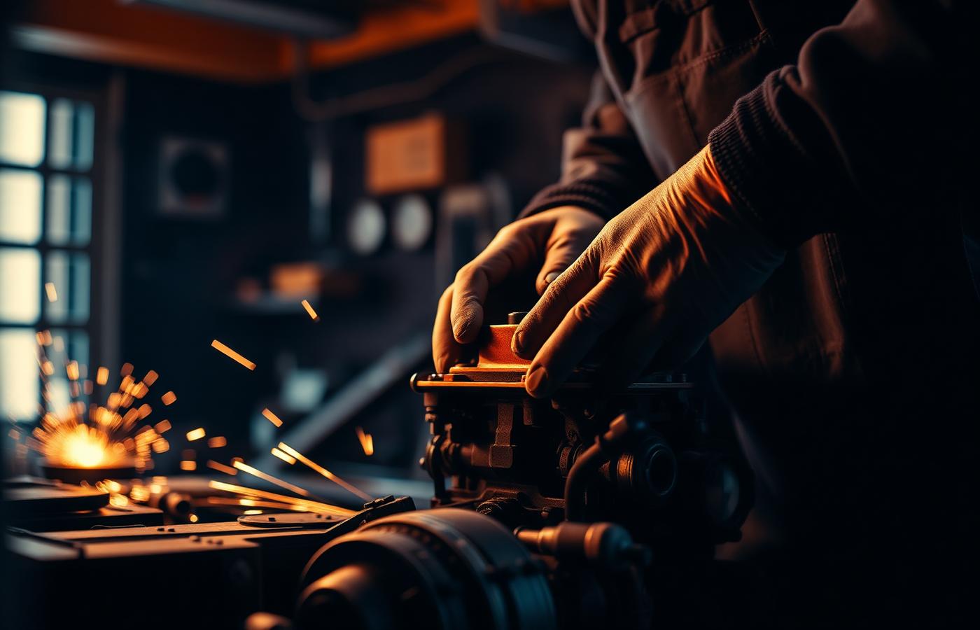 Mechanic working on a small engine